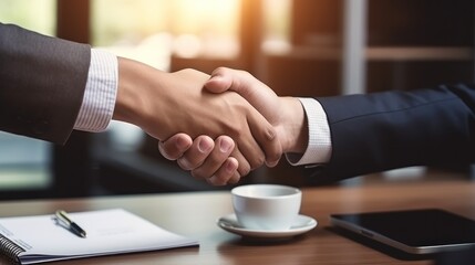 Business partnership with handshake sealing a productive collaboration