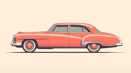 Vintage red car side view illustration
