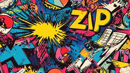 Fototapeta premium Colorful comic book style pattern