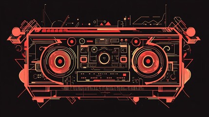 Futuristic Stereo, Abstract Design, Modern Style, Graphic Art, Background
