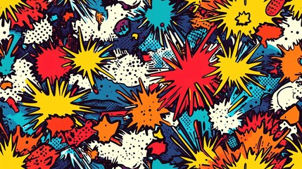 Colorful abstract comic book splatters