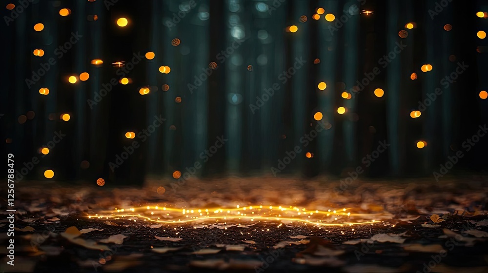 Aufkleber glow forest concept. a mystical forest illuminated by glowing particles creating a magical atmospher