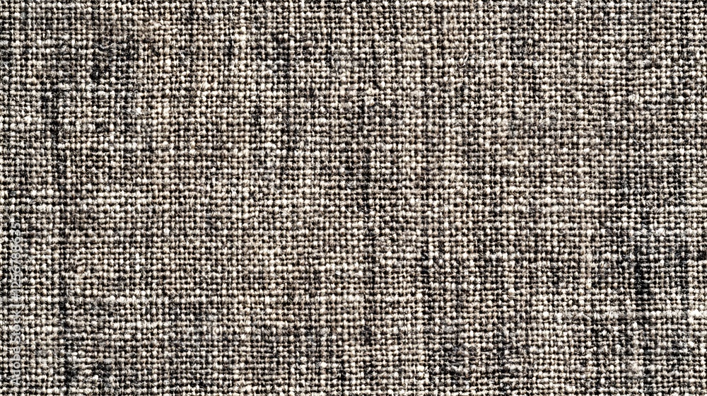 Aufkleber A detailed close-up of a grey and white fabric showing its intricate texture and weave. Macro Texture Backgrounds. Close-up of a Grey and White Textured Fabric
