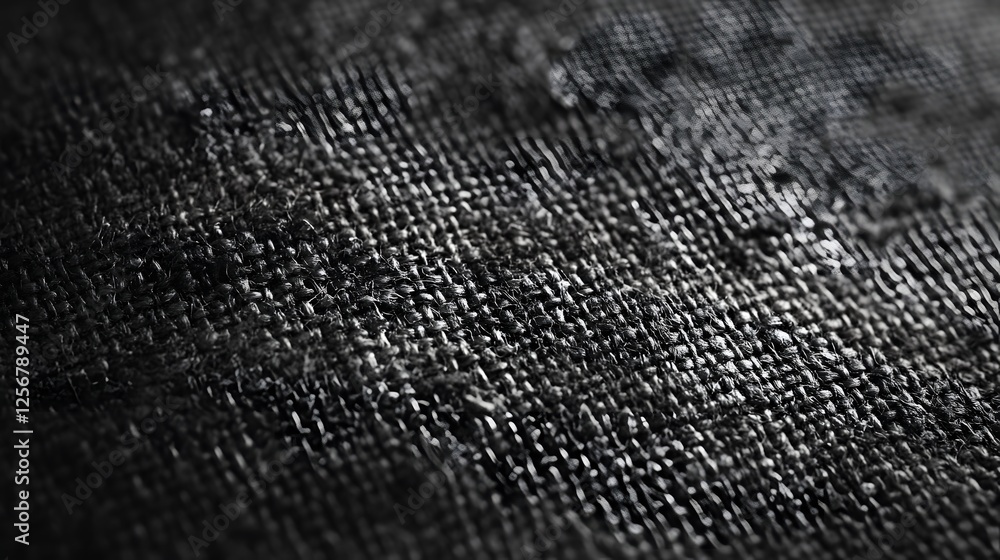 Poster close-up shot of dark fabric texture. intricate woven details are visible. macro texture backgrounds