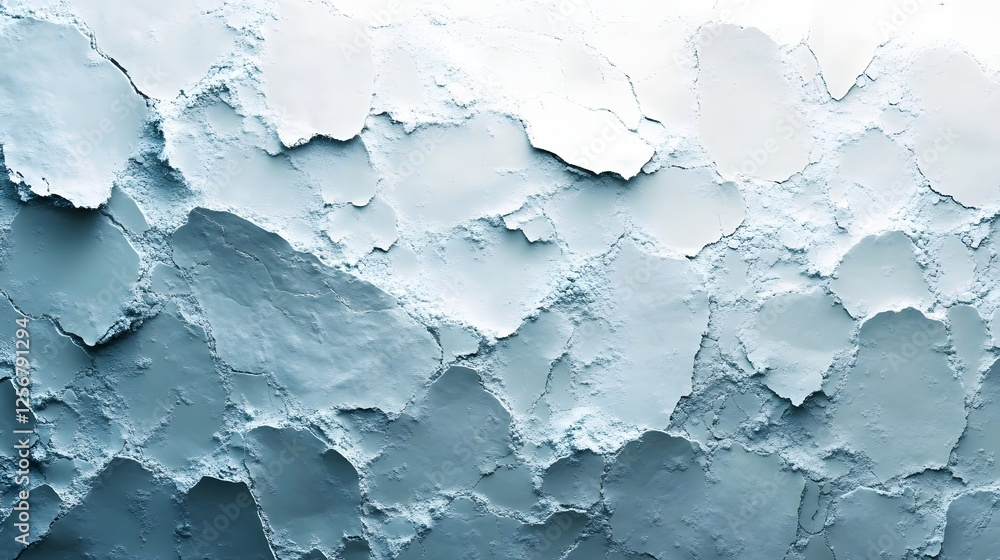 Poster close-up view of a blue powder, showing its textured surface with irregular shapes and varied shades