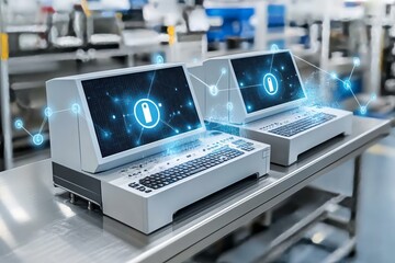 Modern Computers with Digital Connections in a Technology Workspace