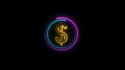    glowing neon dolar icon illustration . on a black background.and creating a illustration stunning .
