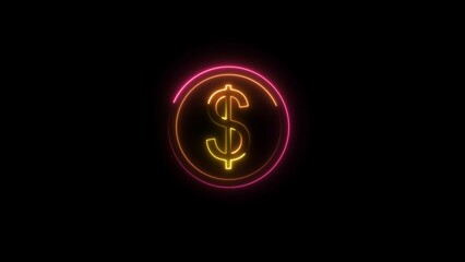    glowing neon dolar icon illustration . on a black background.and creating a illustration stunning .