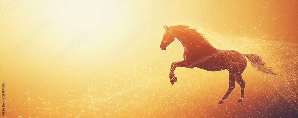 Aufkleber horse freedom strength speed network connection abstract background