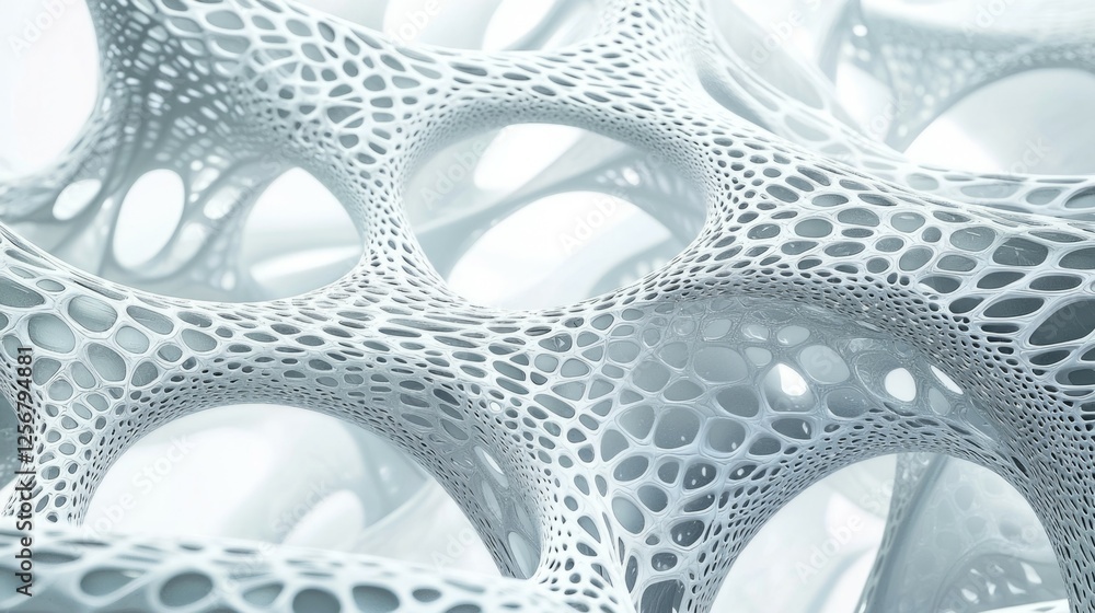 Fototapete intricate 3d pattern of organic structures in white material design