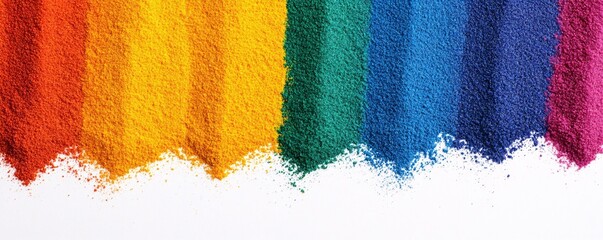 Colorful powder forming a beautiful rainbow on white background