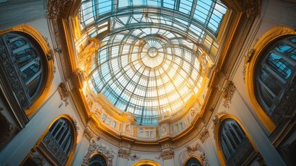 Obraz premium Stunning Skylight Architecture in Historic Building Interior