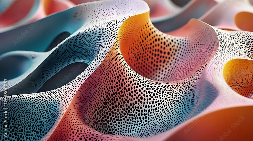 Aufkleber species zoology surface abstract colorful texture with wavy patterns and bubbles in a 3d representat