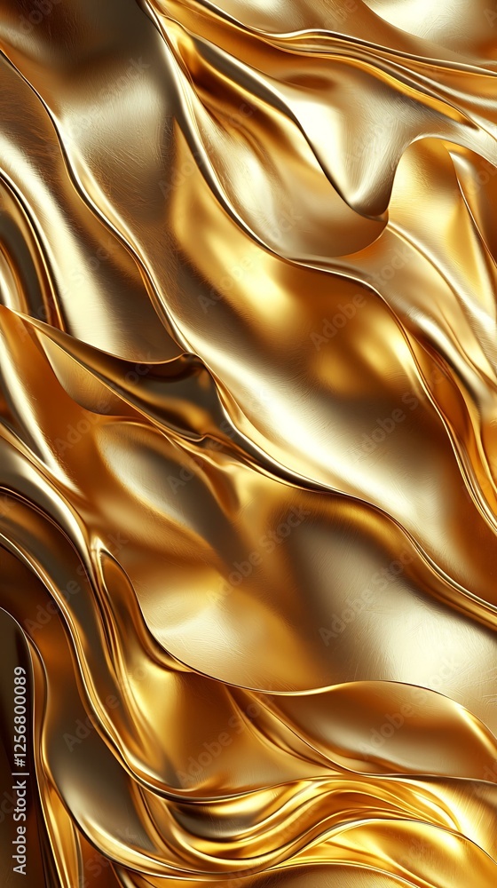 Poster species zoology surface abstract golden waves with shiny surface texture and elegant flowing design