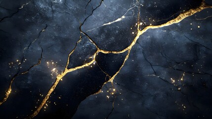 Fototapeta premium Dark Marble Texture with Fine Gold Lines for Classic Appeal