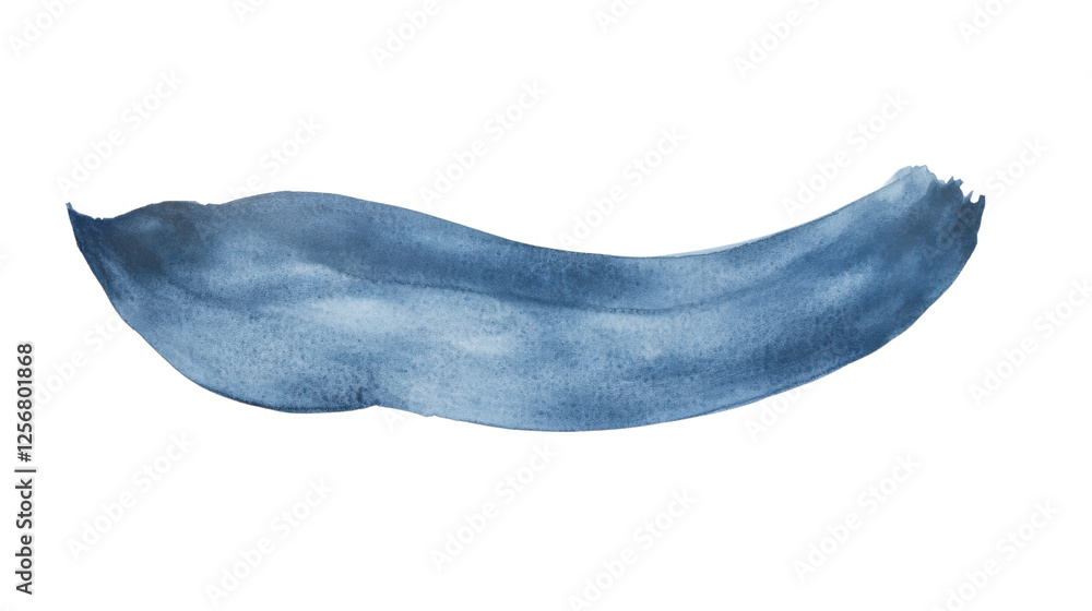 Poster watercolor blue stain creating a gentle curve on transparent background