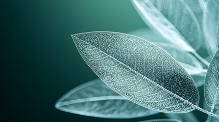 Obraz premium Minimalistic High Quality Art of Leaves on Dark Green Background