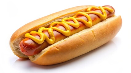 Hot Dog with Mustard on White Background