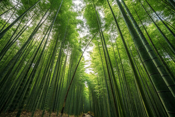 Bamboo forest with towering stalks
