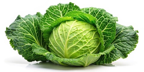 Obraz premium Green Cabbage on White Background