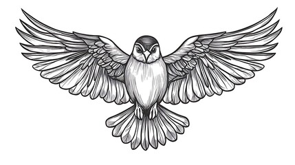 Obraz premium Bird in flight, graphic design, art, illustration, tattoo design