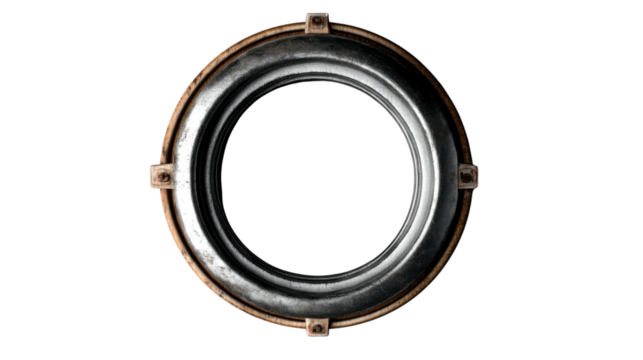 Round metal frame with transparent background for futuristic designs