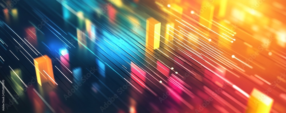 Poster Abstract technology background with glowing lines flowing