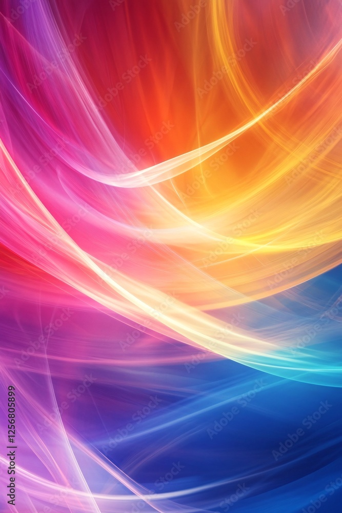 Poster Abstract background with wavy lines flowing across colorful spectrum