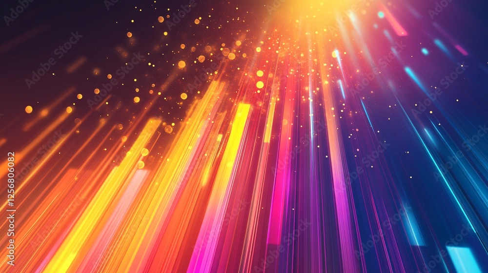 Poster Abstract background forming from colorful light streaks with bokeh effect