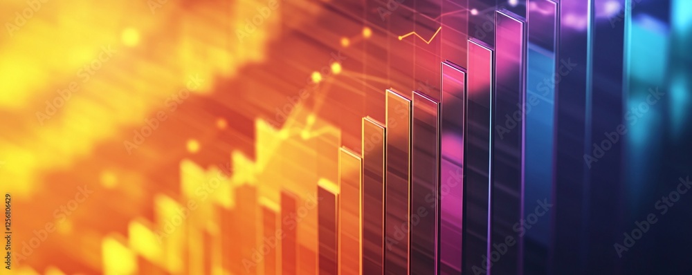 Aufkleber abstract glowing bars forming a chart showing market growth