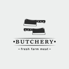 butchery logo vintage vector illustration icon template graphic design
