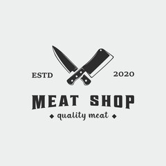 butchery shop logo vintage vector illustration icon template graphic design
