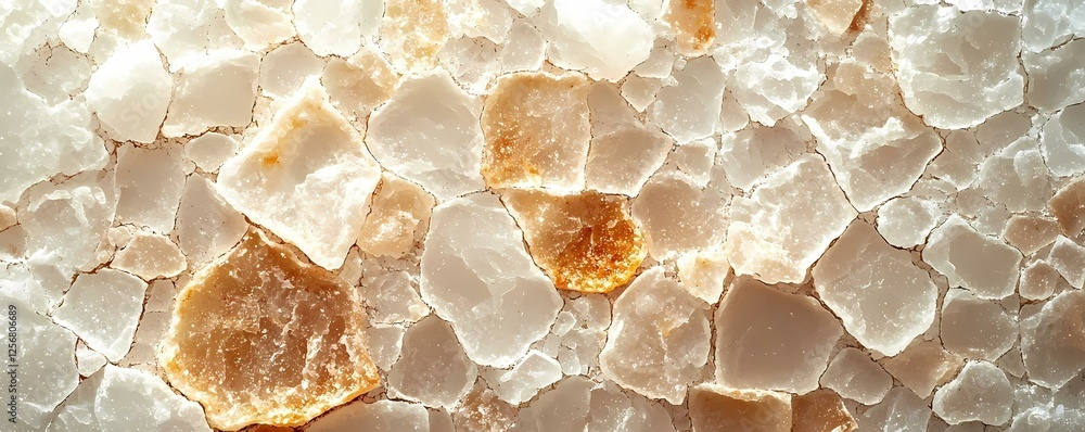 Poster dried salt accent natural occurrence of translucent stone with golden veins and textured surface pat