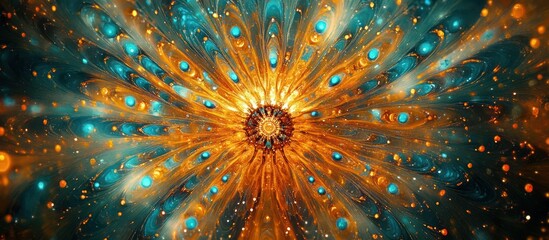 Abstract fractal burst; cosmic, digital art