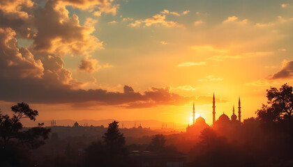 Condolence poster design with a rich tapestry of Islamic calligraphy patterns in orange and beige tones, creating a harmonious background, devoid of text or logos.