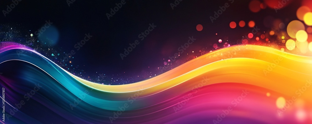 Aufkleber abstract colorful wave design with bokeh effect background