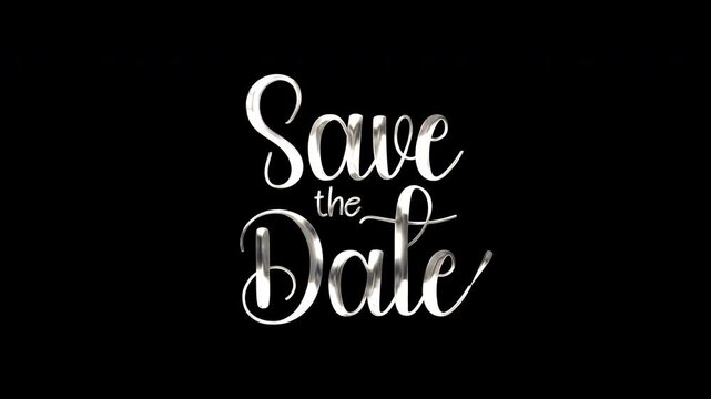 Animated save the date lettering with gold dots. Perfect for elegant wedding invitations or event announcements with a touch of luxury.
