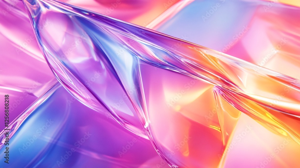 Poster Abstract background of intertwining iridescent shapes reflecting light