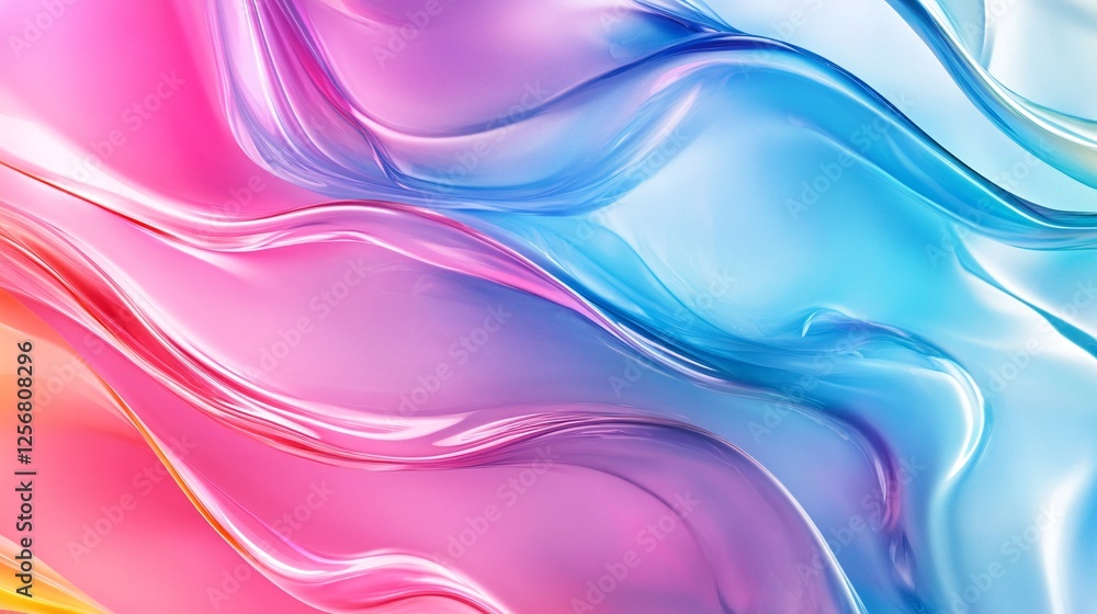 Poster Abstract colorful background with wavy pattern forming liquid shapes
