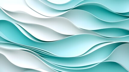 Graceful Waves in Teal and Sky Blue Gradient Tones