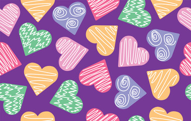 Valentine pattern seamless fabric Valentine day. hearts line art on purple background. Designed for background ,wallpaper ,valentine pattern ,wrapping paper ,couple ,fabric ,anniversary ,sweetheart