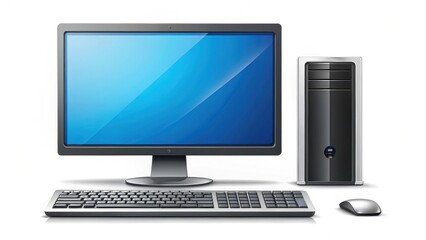 Desktop Computer System on White Background