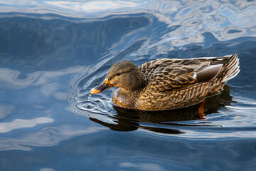 Mallard Duch swimming in the water at Oaks Bottom Wildlife Refuge in Portland Oregon