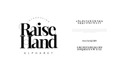 Raisehand typography beauty fashion elegant minimalist serif italic fonts decorative wedding vintage retro logos. Minimal luxury font alphabet logo. Vector illustration