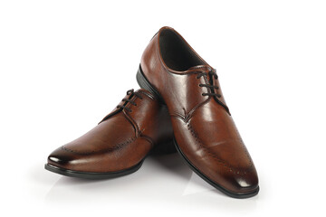 Classic leather formal Shoes isolated on a white background 	

