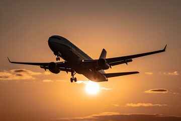 Fototapeta premium airplane at sunset