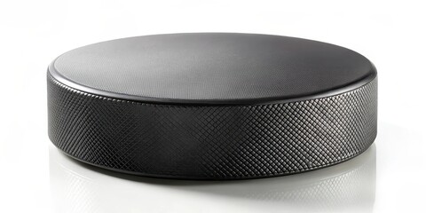 Black Hockey Puck on White Background