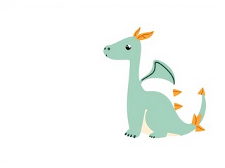 Fototapeta premium Cute hand-drawn scandinavian style cartoon dragon faces set in flat design, perfect for kids prints, posters, and cards, hand drawn, element, cute