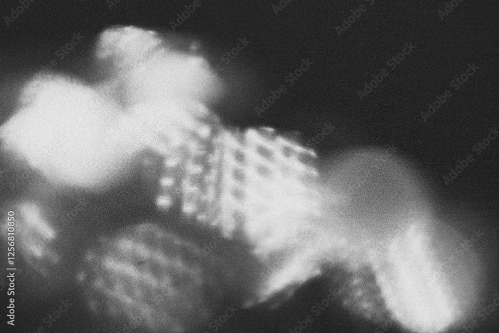 Poster black and white bokeh circles as a design element, overlay or backlight.
