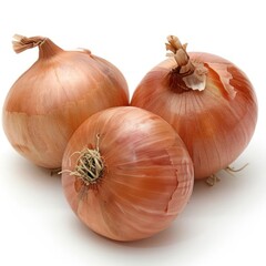 Fototapeta premium Three onions on white background